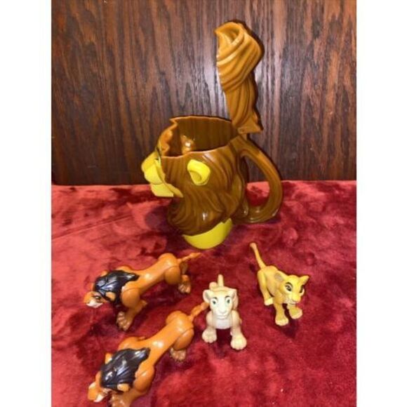 Vintage Lion King Lot 4 pcs Toy Figures PVC Cake Topper Disney & Lion Head Cup - Picture 3 of 5
